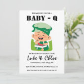 Moderne BBQ babyshower uitnodigingen (Staand voorkant)