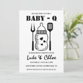 Moderne BBQ babyshower uitnodigingen (Staand voorkant)