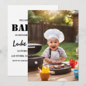 Moderne BBQ babyshower uitnodigingen (Voorkant / Achterkant)