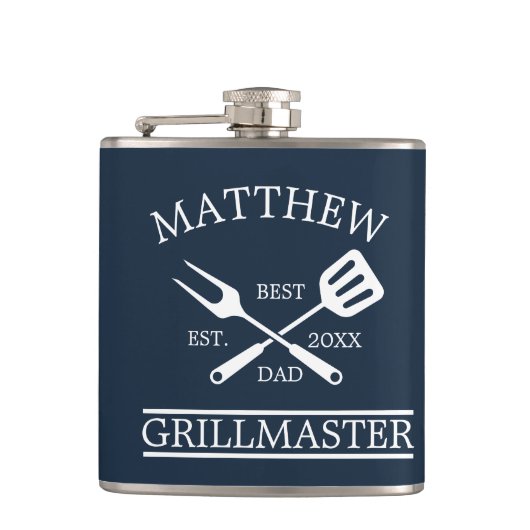 Moderne BBQ Grill Master Fathers Day Cadeaus Heupfles (Voorkant)