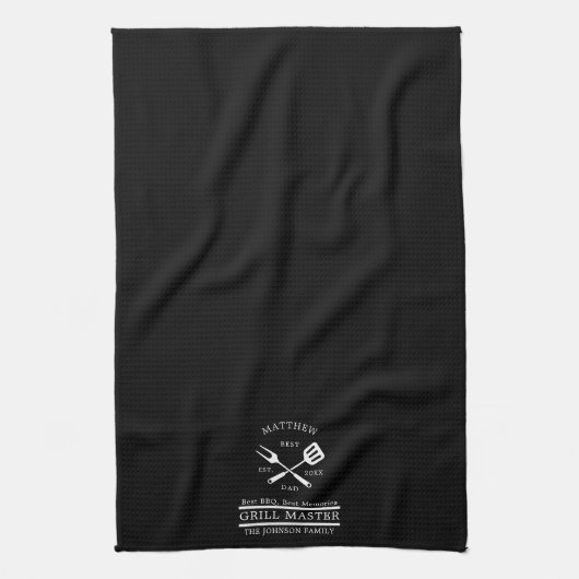 Moderne BBQ Grill Master Fathers Day Cadeaus Theedoek (Verticaal)