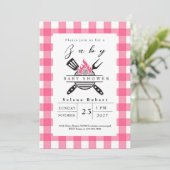 Moderne BBQ picknick baby shower ROZE Kaart (Staand voorkant)