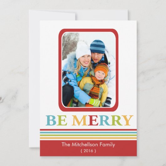 Moderne BE MERRY-kerstkaart Feestdagenkaart (Voorkant)