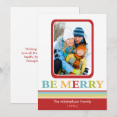 Moderne BE MERRY-kerstkaart Feestdagenkaart (Voorkant / Achterkant)