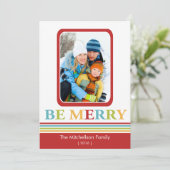 Moderne BE MERRY-kerstkaart Feestdagenkaart (Staand voorkant)