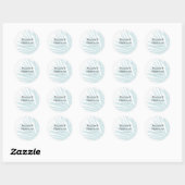 Moderne Beach Blue Palm Trouwlabel Ronde Sticker (Vel)