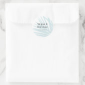 Moderne Beach Blue Palm Trouwlabel Ronde Sticker (Tas)