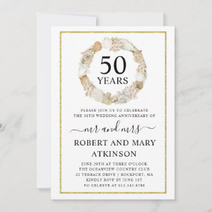 Moderne Beach Boho 50th Wedding Jubileum Party Kaart
