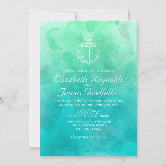 Moderne Beach Destination Wedding Invitations Kaart (Voorkant)