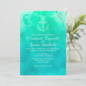 Moderne Beach Destination Wedding Invitations Kaart (Staand voorkant)
