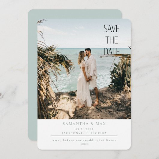 Moderne Beach Foto Afgerond Save the Date (Voorkant / Achterkant)