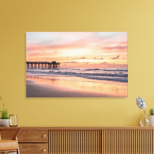 Moderne Beach Sunrise Achtergrond Canvas Afdruk (Insitu (Woonkamer))