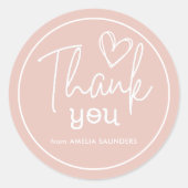 Moderne bedank script  minimale blush roze ronde sticker (Voorkant)