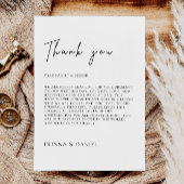 Moderne bedankbrief, Napkin-notitiemenu Menu