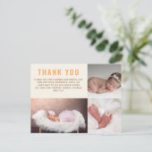 Moderne bedankfoto kaart oranje tinten BUDGET (Staand voorkant)