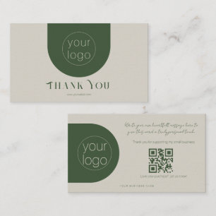 Moderne Bedankkaart voor Branding Sage Groen Visitekaartje