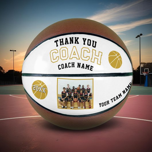 Moderne Bedankt Coach Teamfoto Basketbal