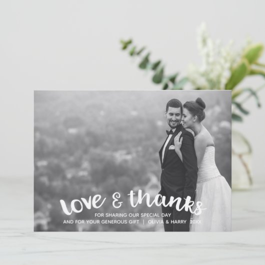 Moderne Bedankt- en liefdesfotokaart - Blush Bedankkaart (Staand voorkant)