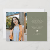 Moderne Bedankt Multi Foto Salie Groen Afstuderen Aankondiging (Achterkant)