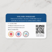 Moderne Bedankt Notaris Openbare Foto QR Code Blau Visitekaartje (Achterkant)