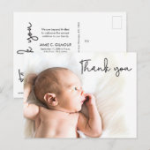 Moderne Bedankt Script Baby foto Aankondigingskaart (Voorkant / Achterkant)