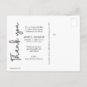 Moderne Bedankt Script Baby foto Aankondigingskaart (Achterkant)