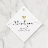 Moderne Bedankt Script Chic Gouden Hart Trouwfeest Bedankjes Labels (Voorkant)