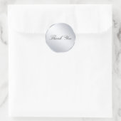 Moderne Bedankt Tekst Metallic Zilver Sjabloon Ronde Sticker (Tas)
