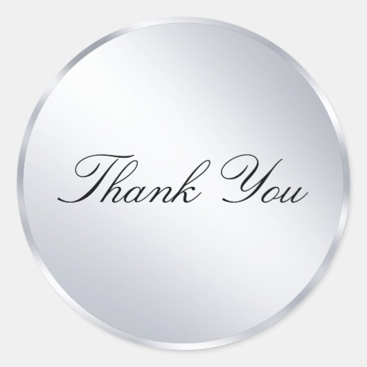 Moderne Bedankt Tekst Metallic Zilver Sjabloon Ronde Sticker (Voorkant)
