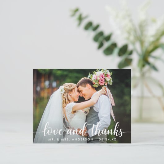 Moderne Bedankt van de liefde voor het script Wedd Briefkaart (Staand voorkant)