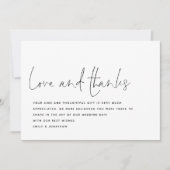 Moderne Bedankt van het Manuscript Love Foto Wedde Kaart (Voorkant)