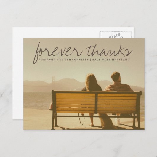 Moderne Bedankt voor altijd | Paar Foto 2 Briefkaart (Voorkant / Achterkant)