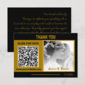 Moderne Bedankt voor bruiloft, QR-code, foto, zwar (Voorkant / Achterkant)