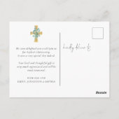 Moderne Bedankt voor Foto Cross Christening Baptis Briefkaart (Achterkant)