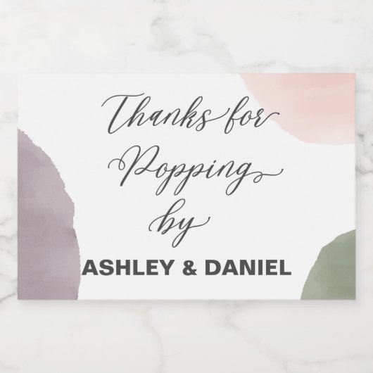 Moderne Bedankt voor Popping By Bottle Label, Sparkling Wijnetiket (Enkel label)