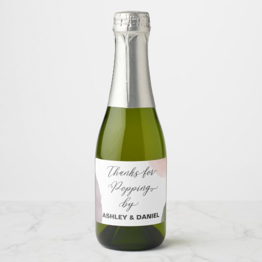Moderne Bedankt voor Popping By Bottle Label, Sparkling Wijnetiket (Voorkant)