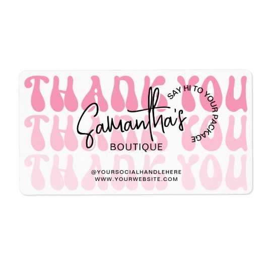 Moderne Bedankt voor uw aankoop Retro Roze Verzend Etiket (Voorkant)