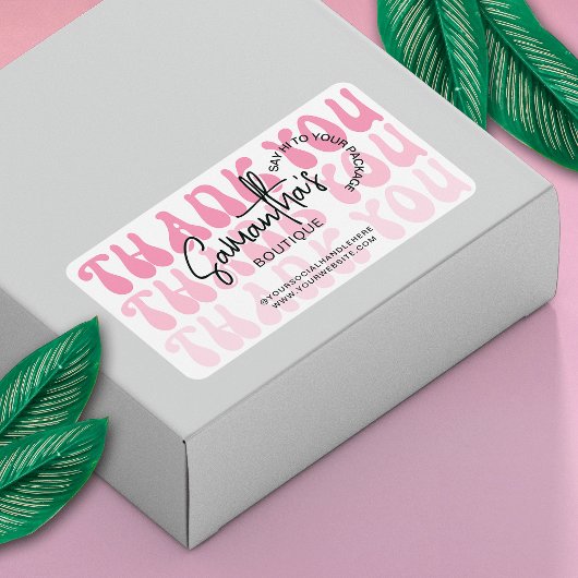 Moderne Bedankt voor uw aankoop Retro Roze Verzend Etiket