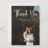 Moderne Bedankt | White Script and Wedding Photo (Voorkant)