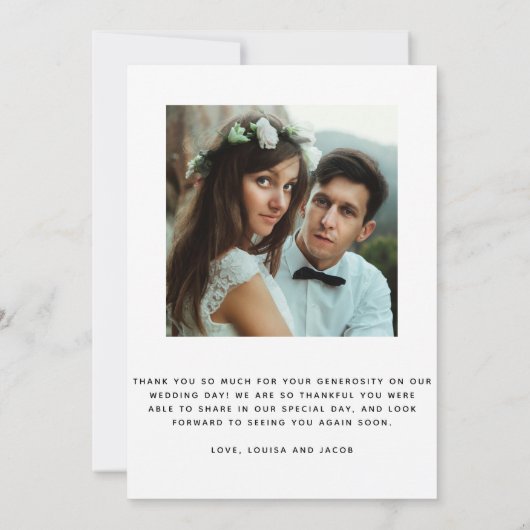 Moderne Bedankt | White Script and Wedding Photo (Achterkant)