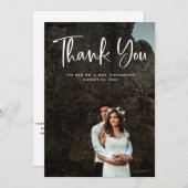 Moderne Bedankt | White Script and Wedding Photo (Voorkant / Achterkant)