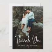 Moderne Bedankt | Wit Script en trouwfoto (Voorkant)