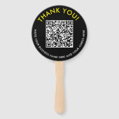 Moderne Bedankt Zwart Geel Website QR Code Foto Handwaaier (Voorkant)
