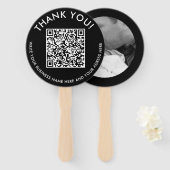 Moderne Bedankt Zwart Wit Website Scan QR Code Handwaaier (Voorkant en achterkant)