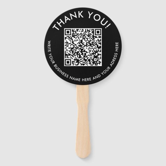 Moderne Bedankt Zwart Wit Website Scan QR Code Handwaaier (Voorkant)