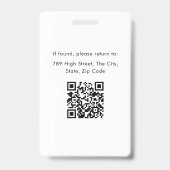Moderne Bedrijf Foto ID QR Code Kaart Medewerker Badge (Achterkant)