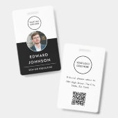 Moderne Bedrijf Foto ID QR Code Kaart Medewerker Badge (Voor- en achterkant)