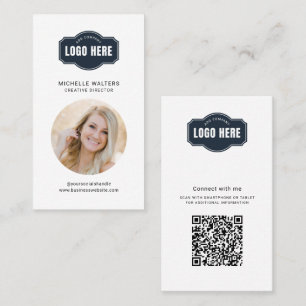 Moderne Bedrijf Logo QR Code Medewerker Foto Visitekaartje