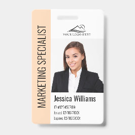 Moderne Bedrijf Medewerker Foto Logo Naam Perzik I Badge