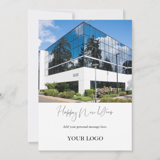 Moderne bedrijfs- gelukkig nieuwjaar feestdagenkaart (Voorkant)